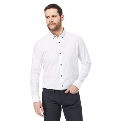 White jacquard tailored fit shirt